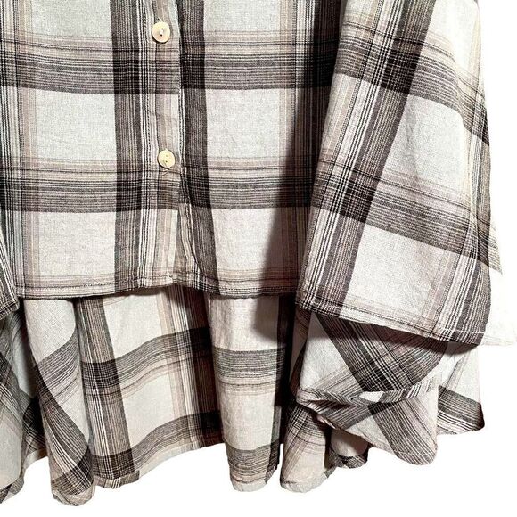 tulip brand clothing plaid cotton boho 2 pocket button full sweep tunic XS - Picture 4 of 11